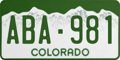 CO license plate ABA981