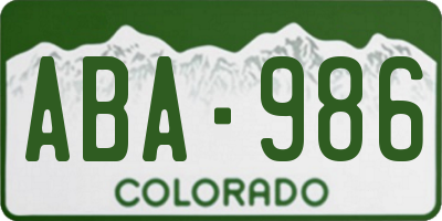 CO license plate ABA986