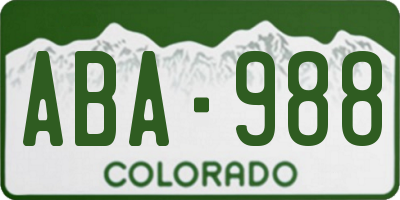 CO license plate ABA988