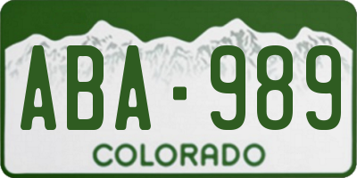 CO license plate ABA989