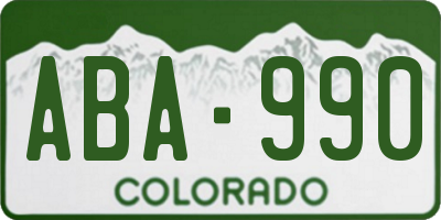 CO license plate ABA990