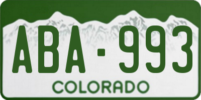 CO license plate ABA993