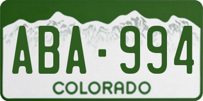 CO license plate ABA994