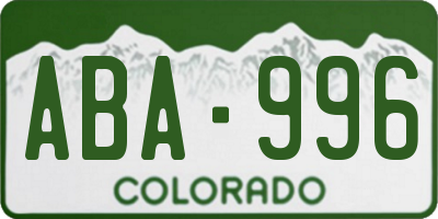 CO license plate ABA996