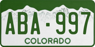 CO license plate ABA997