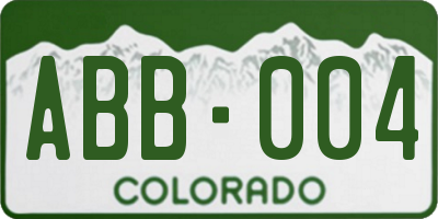 CO license plate ABB004