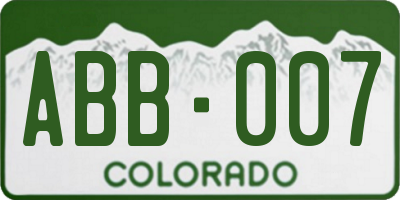 CO license plate ABB007