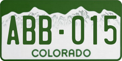 CO license plate ABB015