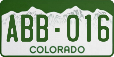 CO license plate ABB016