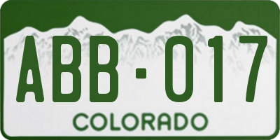 CO license plate ABB017