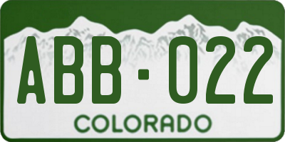 CO license plate ABB022