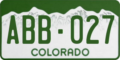 CO license plate ABB027