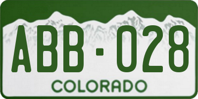 CO license plate ABB028