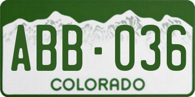 CO license plate ABB036
