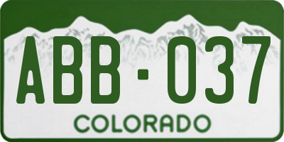 CO license plate ABB037