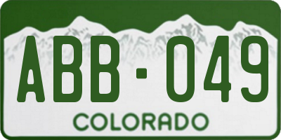 CO license plate ABB049