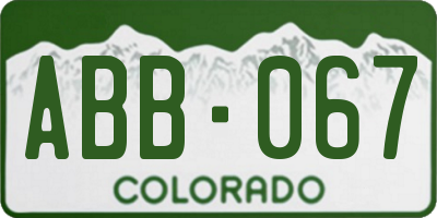 CO license plate ABB067