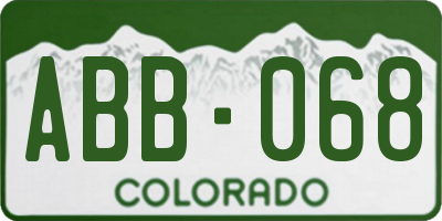 CO license plate ABB068
