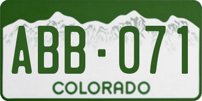 CO license plate ABB071