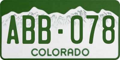 CO license plate ABB078