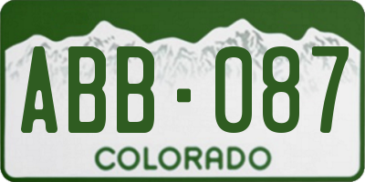 CO license plate ABB087