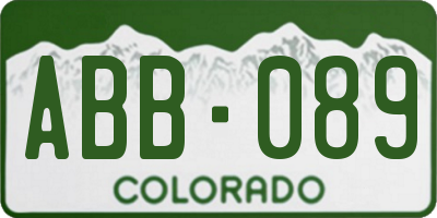 CO license plate ABB089