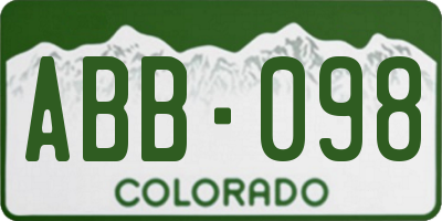 CO license plate ABB098