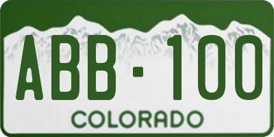 CO license plate ABB100