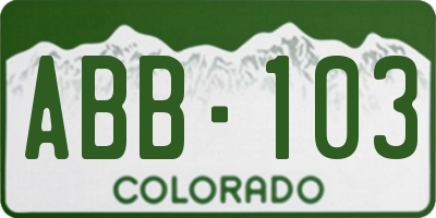 CO license plate ABB103