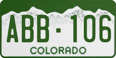 CO license plate ABB106