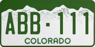 CO license plate ABB111
