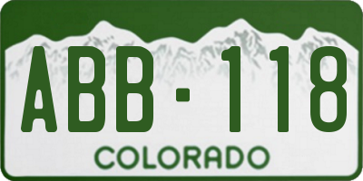 CO license plate ABB118