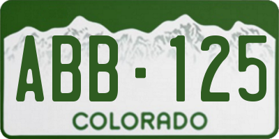 CO license plate ABB125