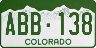 CO license plate ABB138