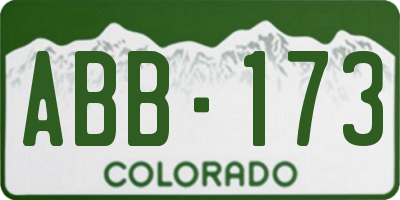 CO license plate ABB173