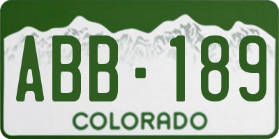 CO license plate ABB189