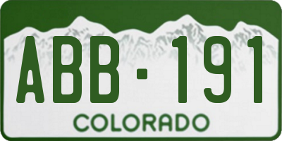 CO license plate ABB191
