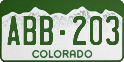 CO license plate ABB203