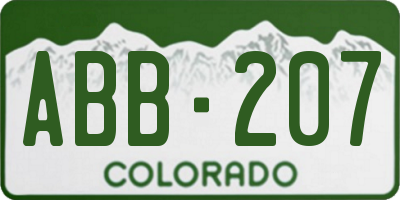CO license plate ABB207
