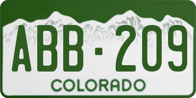 CO license plate ABB209