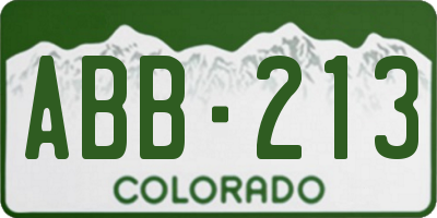 CO license plate ABB213
