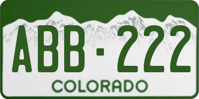CO license plate ABB222