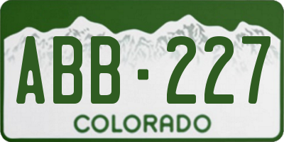 CO license plate ABB227