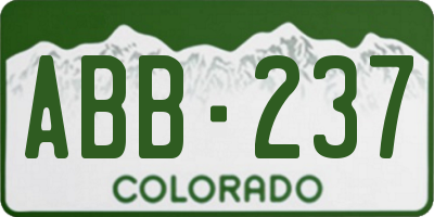 CO license plate ABB237