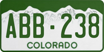 CO license plate ABB238