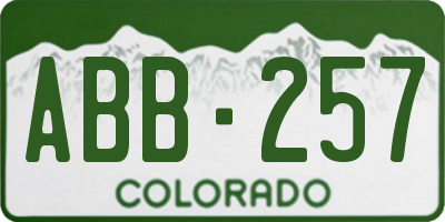 CO license plate ABB257