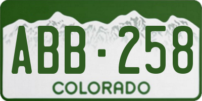 CO license plate ABB258