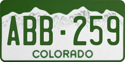 CO license plate ABB259