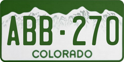 CO license plate ABB270