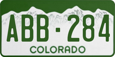 CO license plate ABB284